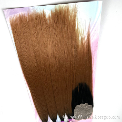Adorable Suit Synthetic Hair Bundles With Free Machine Made 4*4 Lace Closure Ombre Two Tone Amazing Yaki Wave 4pcs 20Inch T1B30